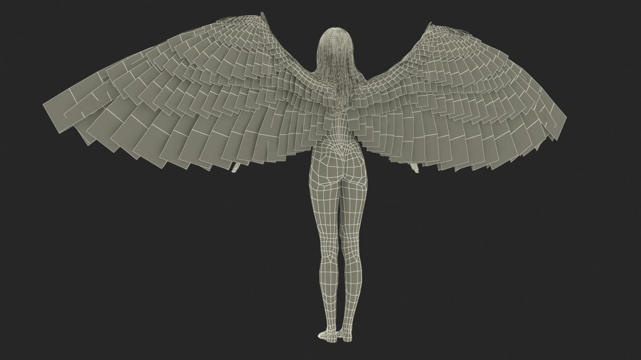 3D Blonde Female Angel T-pose