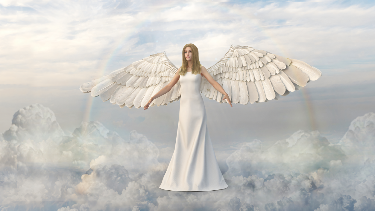 3D Blonde Female Angel T-pose