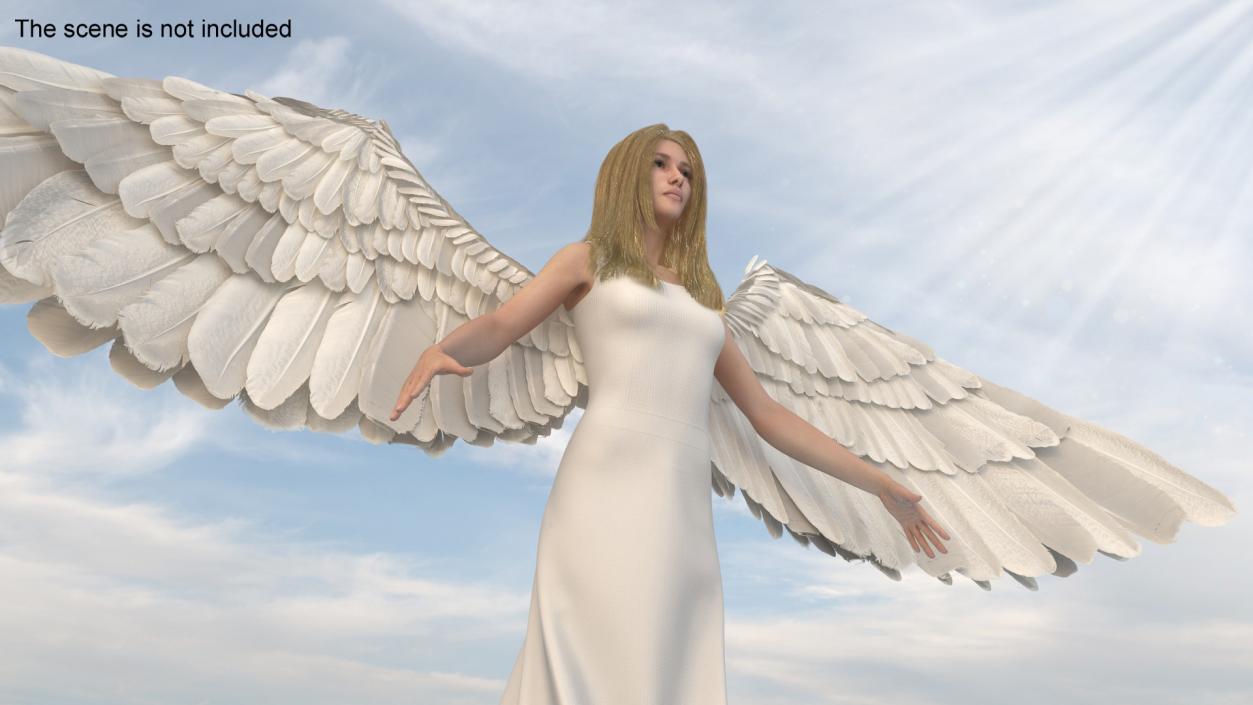 3D Blonde Female Angel T-pose