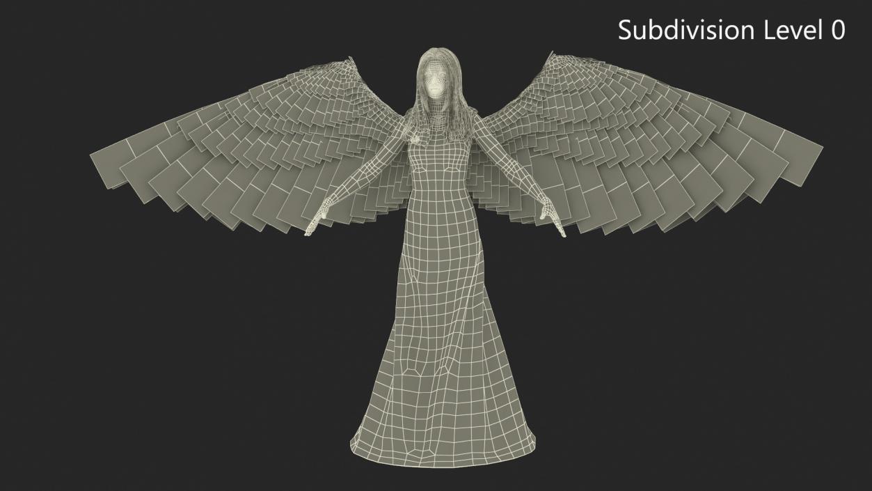 3D Blonde Female Angel T-pose