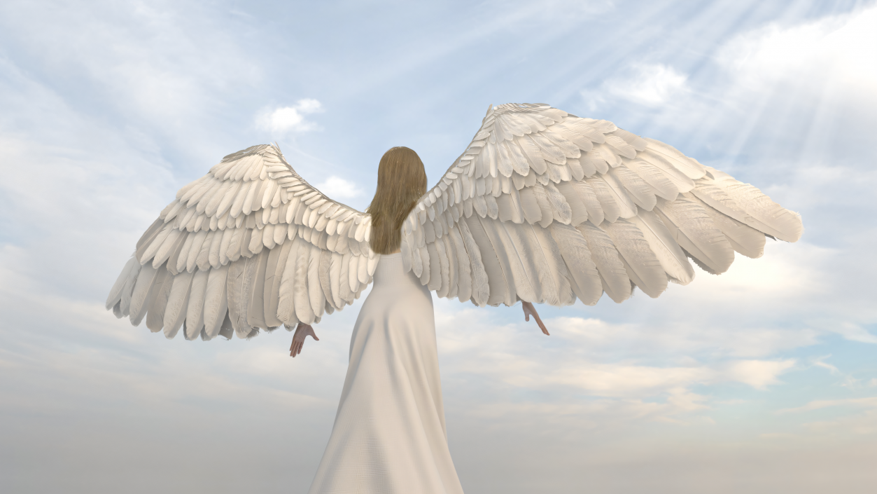 3D Blonde Female Angel T-pose