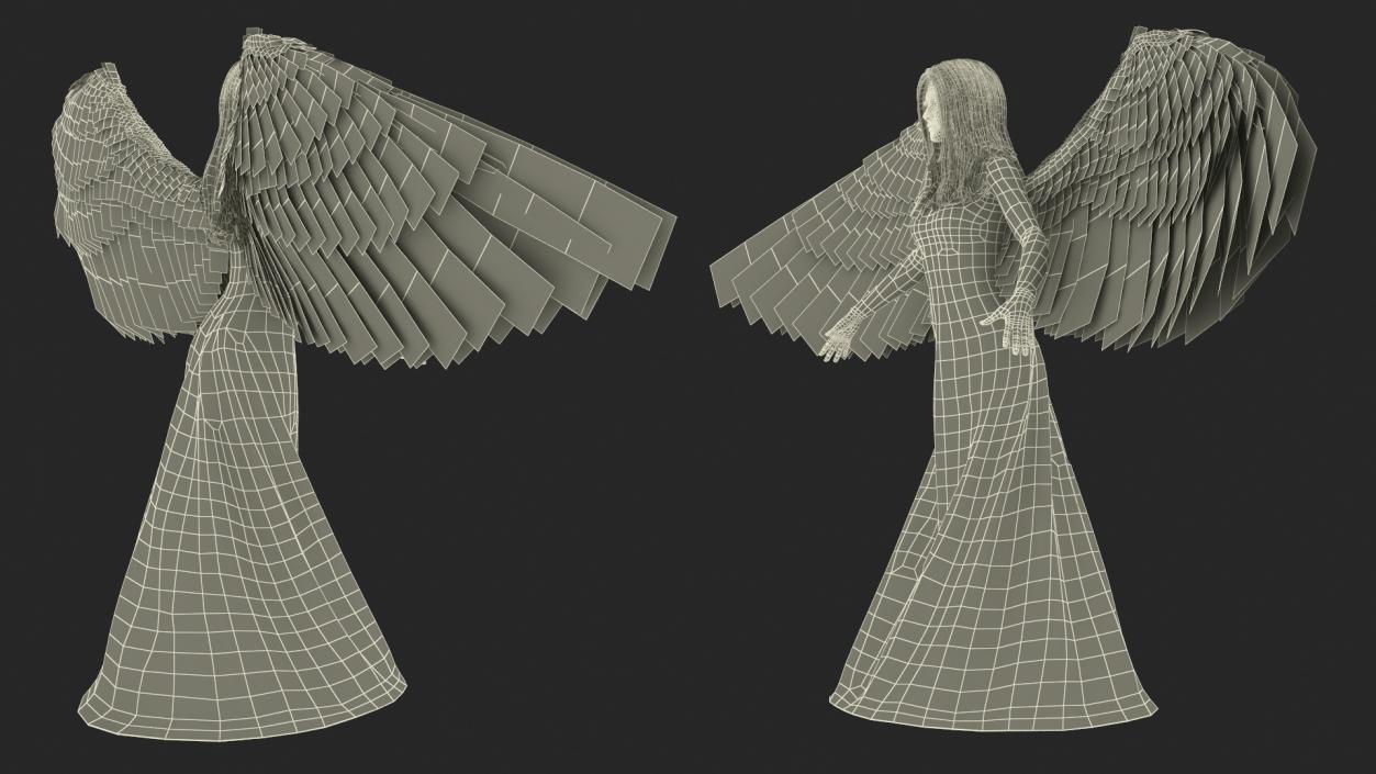 3D Blonde Female Angel T-pose