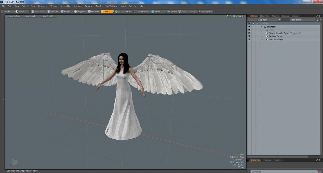 3D Blonde Female Angel T-pose