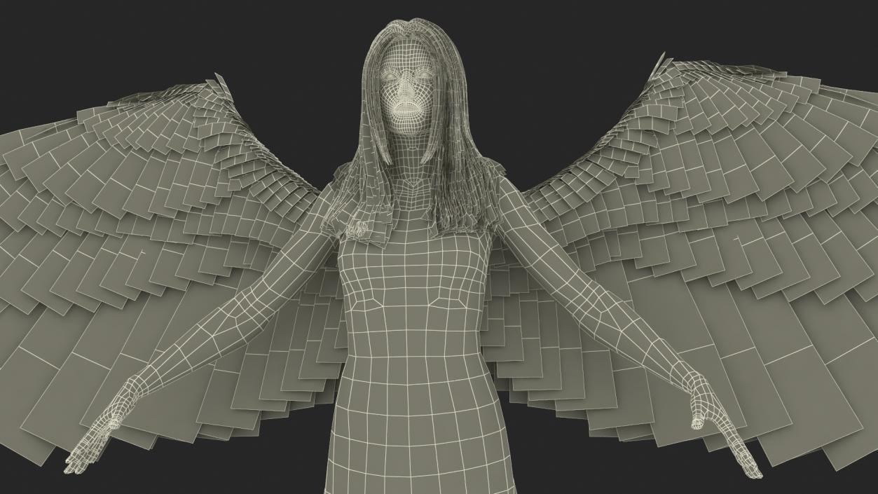 3D Blonde Female Angel T-pose