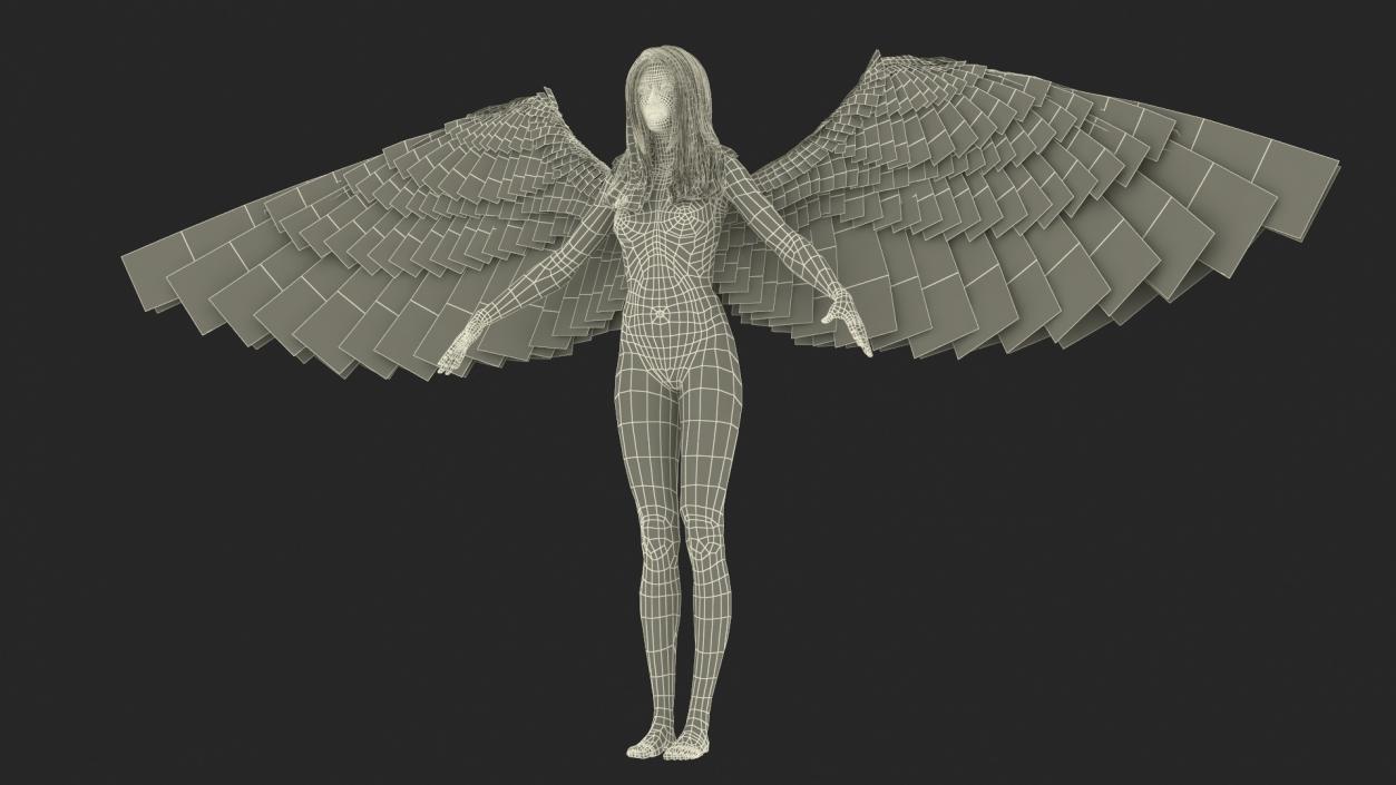 3D Blonde Female Angel T-pose