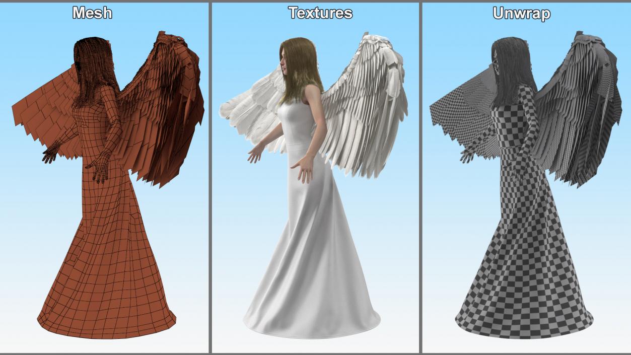 3D Blonde Female Angel T-pose