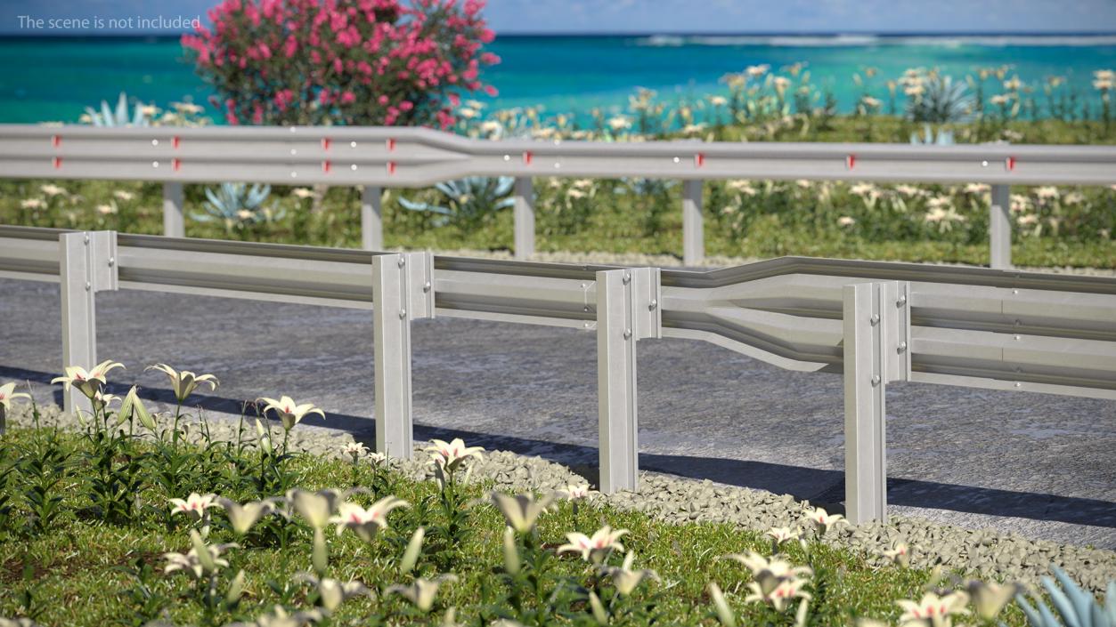 3D Galvanized Highway Guardrail Barrier