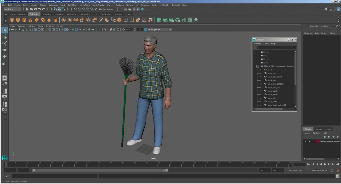 Elderly Man Homewear Standing Pose 3D model