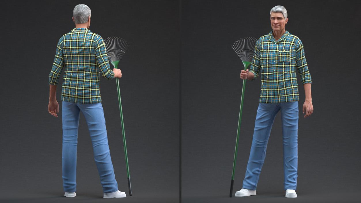 Elderly Man Homewear Standing Pose 3D model