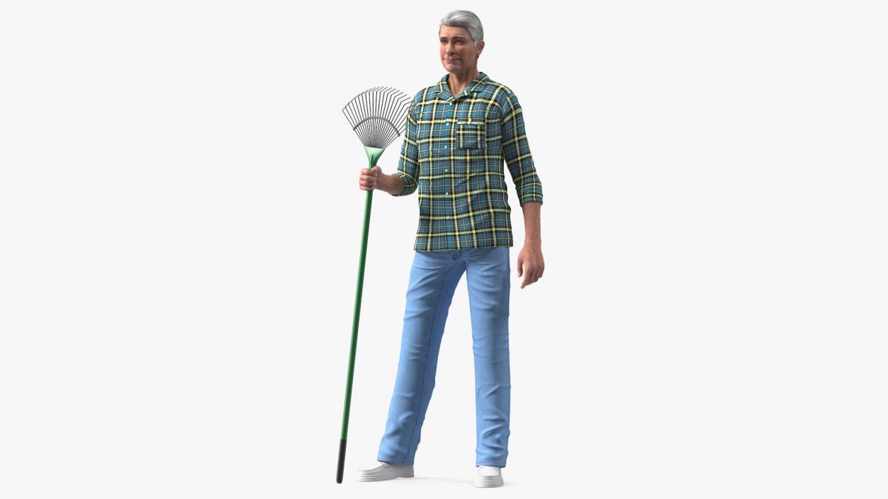 Elderly Man Homewear Standing Pose 3D model