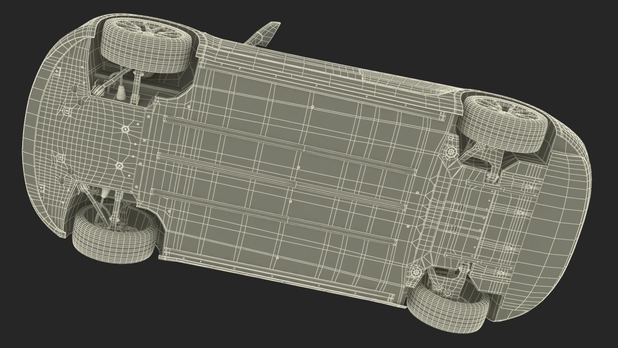 3D Tesla with Thule Car Roofbox on Roof Rack 2 model