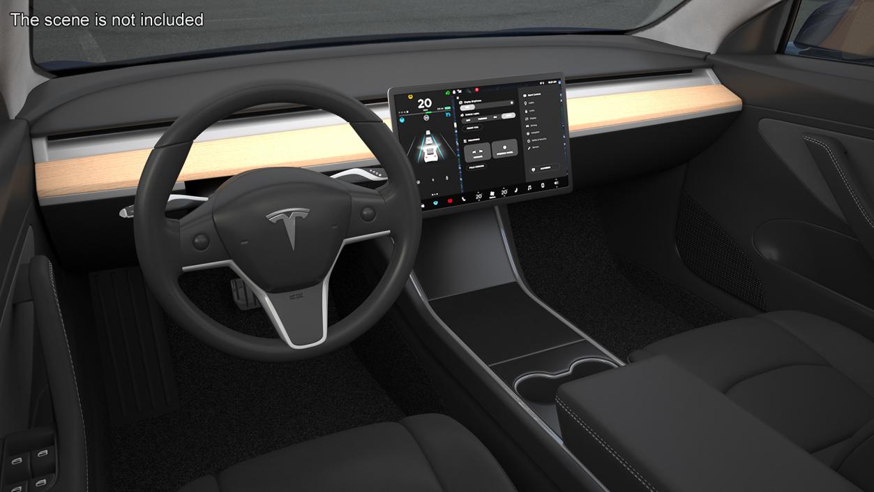 3D Tesla with Thule Car Roofbox on Roof Rack 2 model