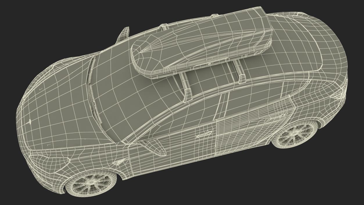 3D Tesla with Thule Car Roofbox on Roof Rack 2 model