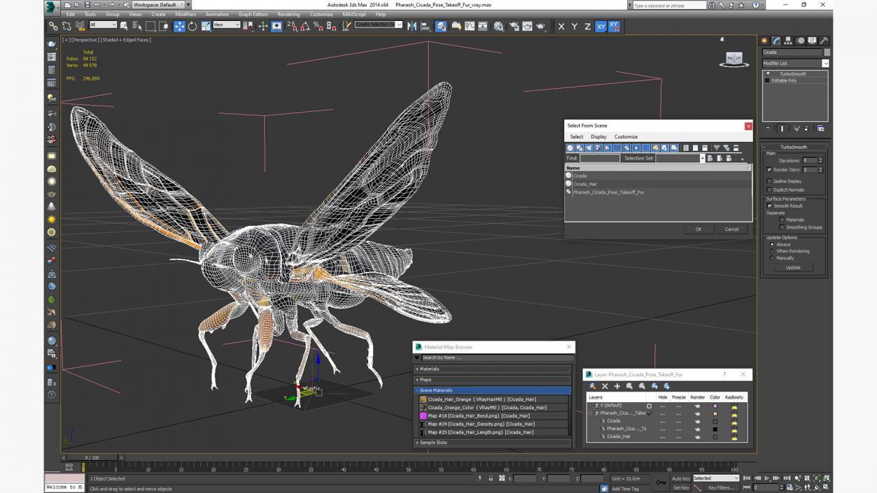 3D Pharaoh Cicada Pose Takeoff Fur