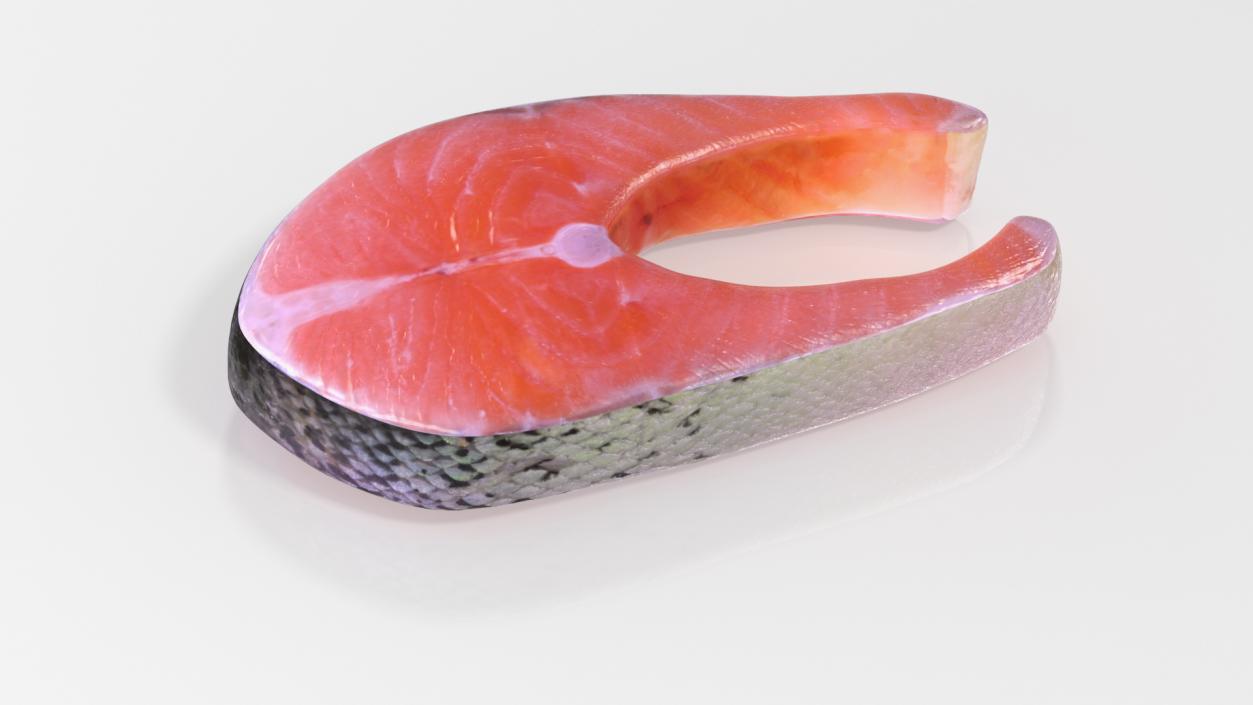 3D Raw Salmon Steak