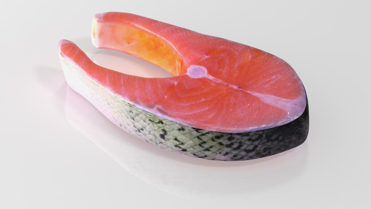 3D Raw Salmon Steak