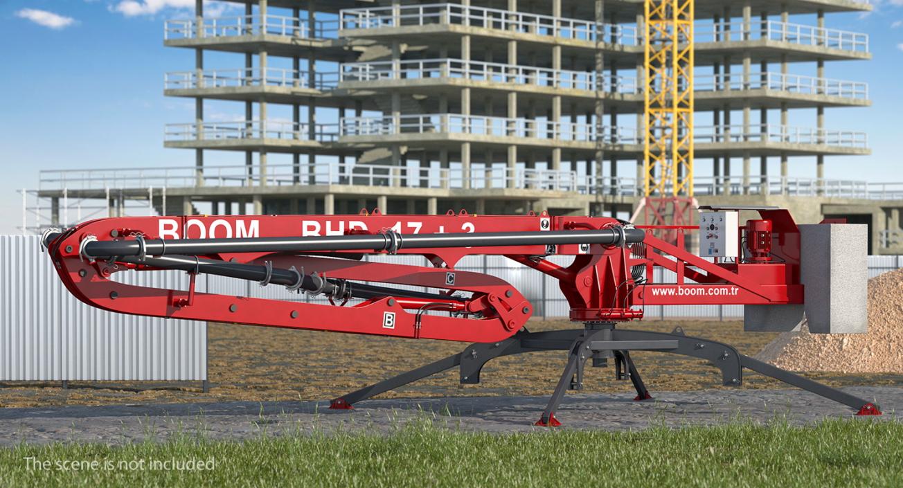 3D Concrete Boom Machine Makina BHD17 Rigged