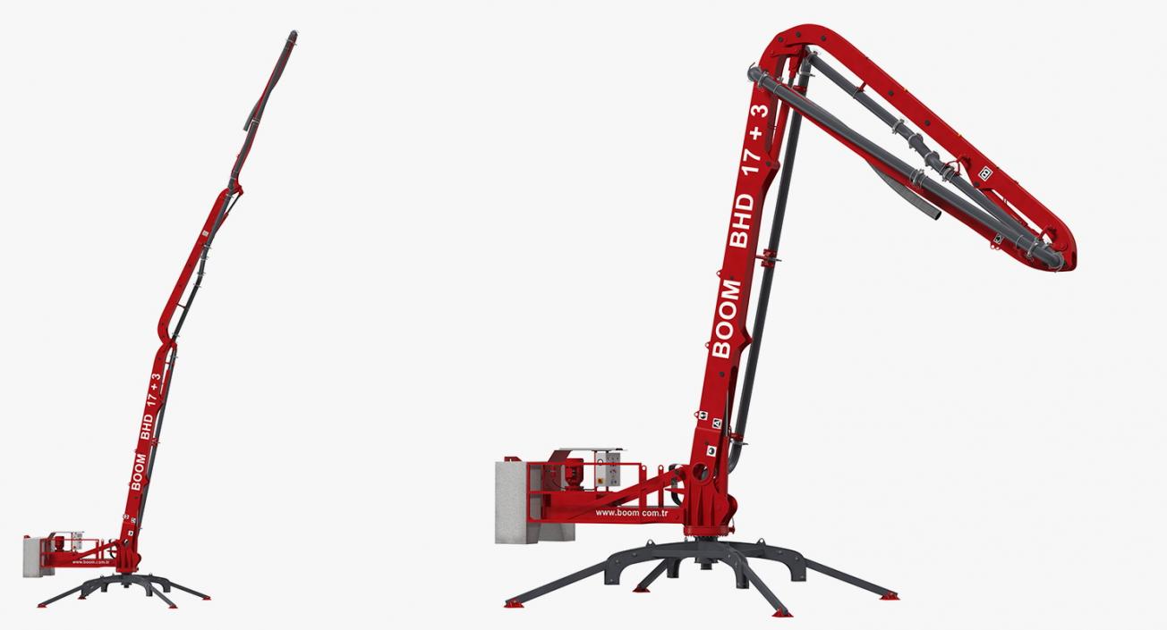 3D Concrete Boom Machine Makina BHD17 Rigged