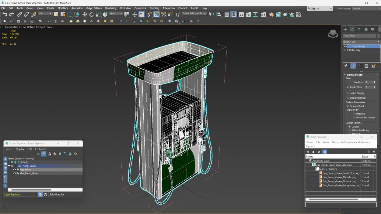 3D Gas Pump Green 3