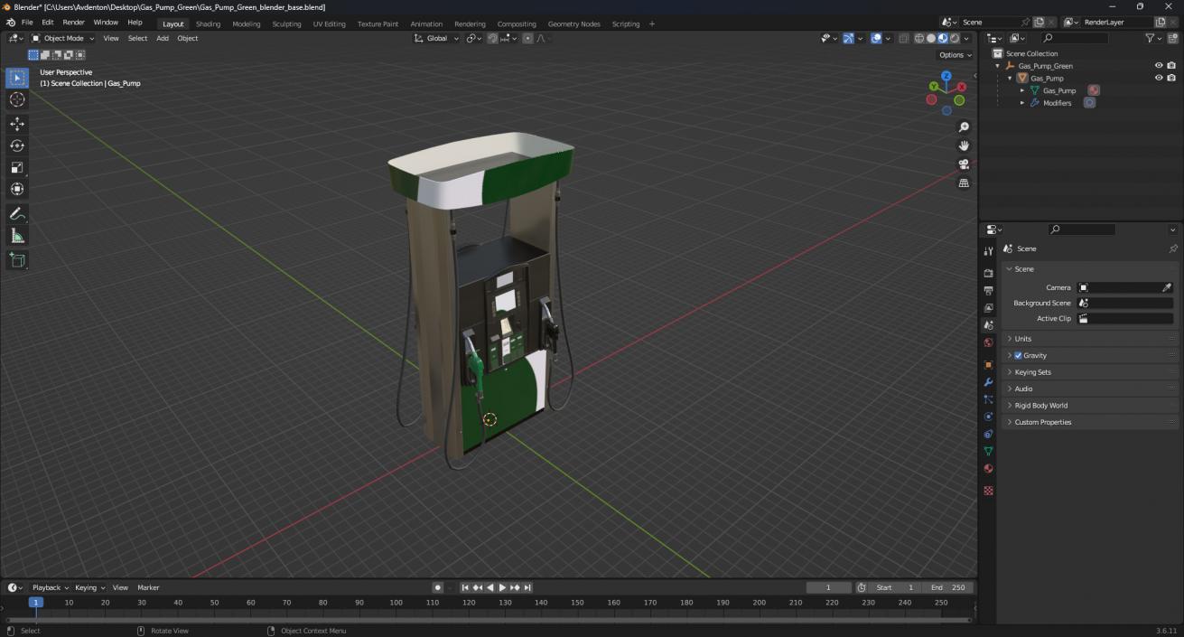 3D Gas Pump Green 3