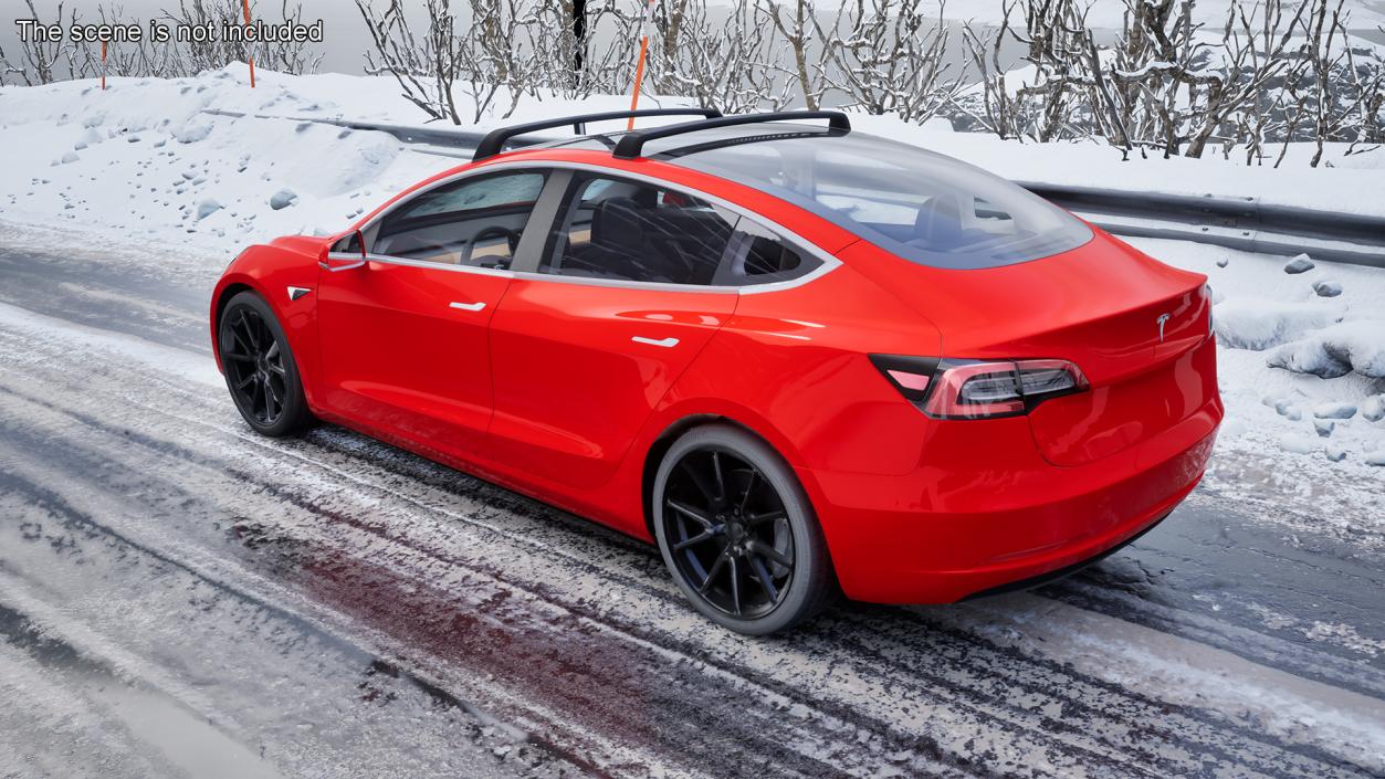 Tesla with Roof Rack Rigged 3D