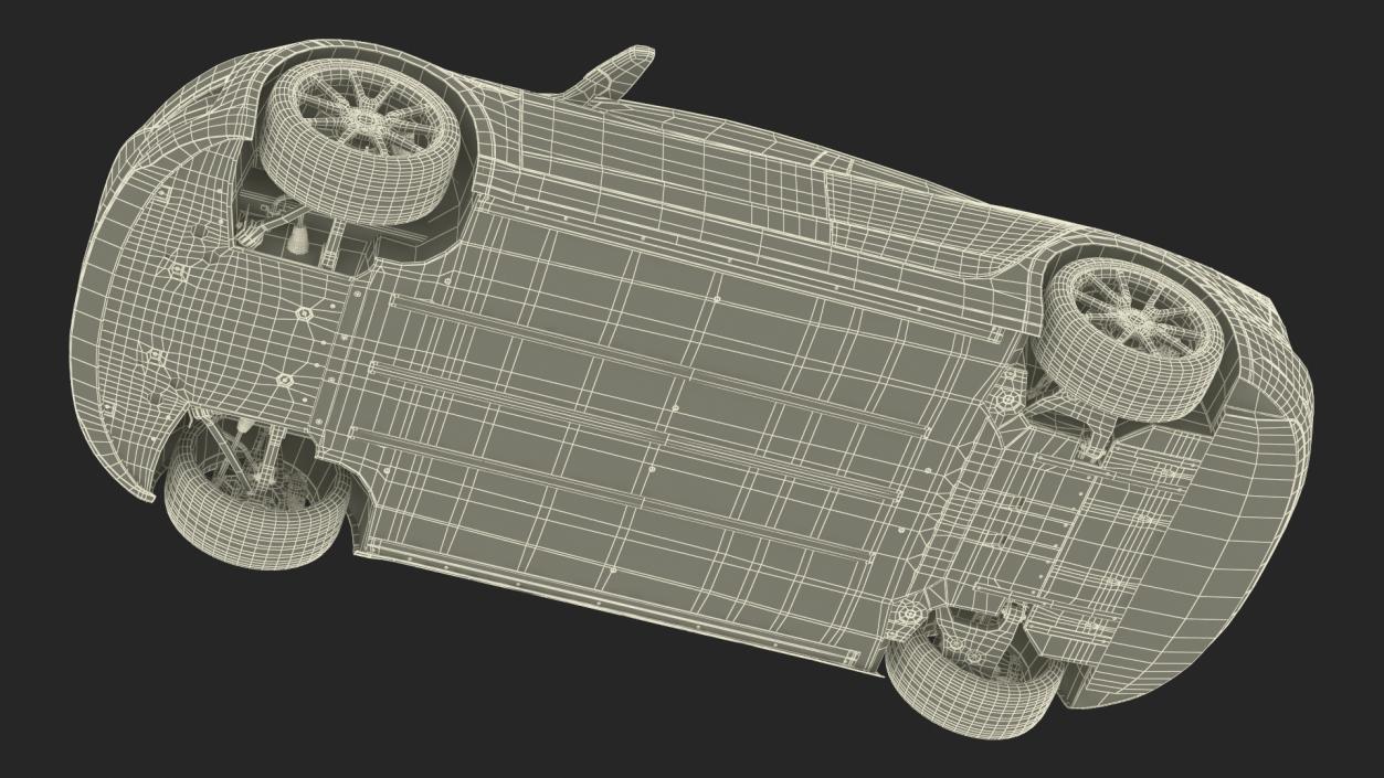 Tesla with Roof Rack Rigged 3D