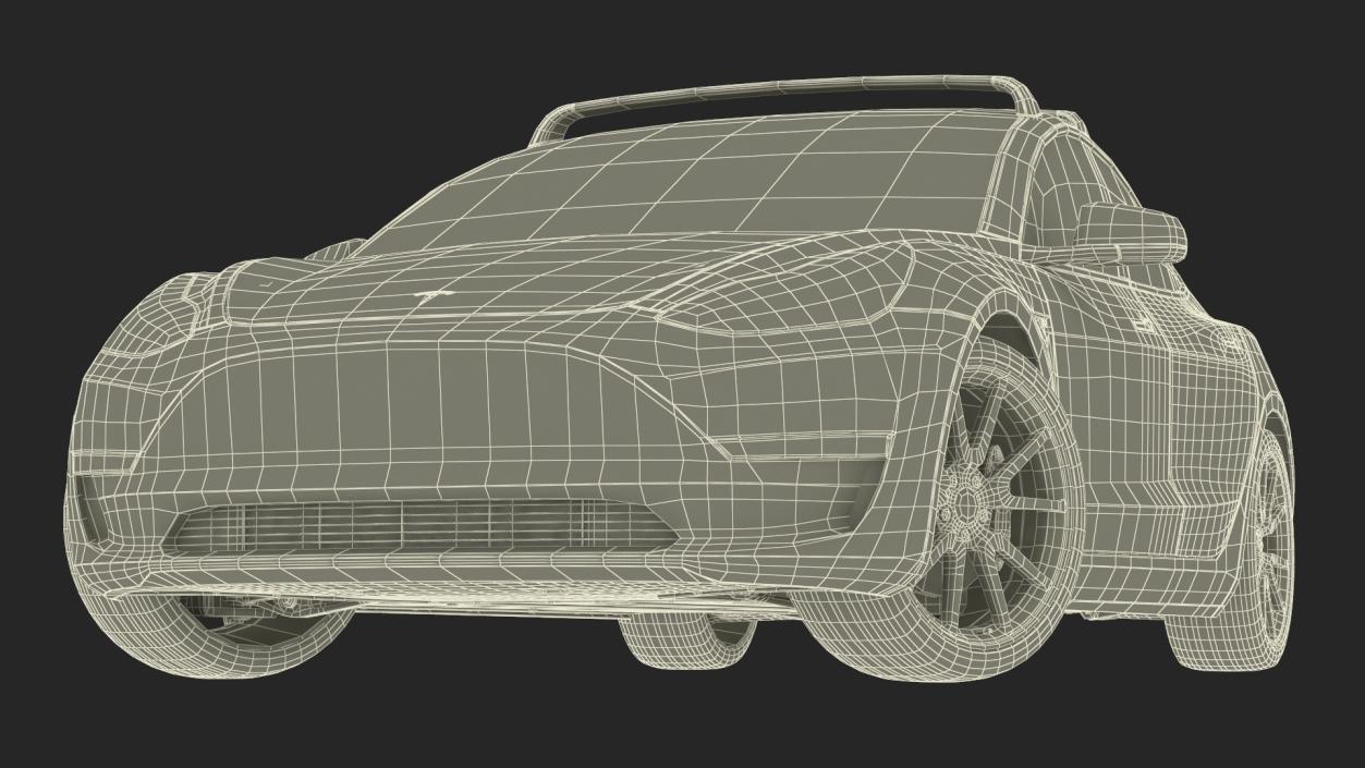 Tesla with Roof Rack Rigged 3D