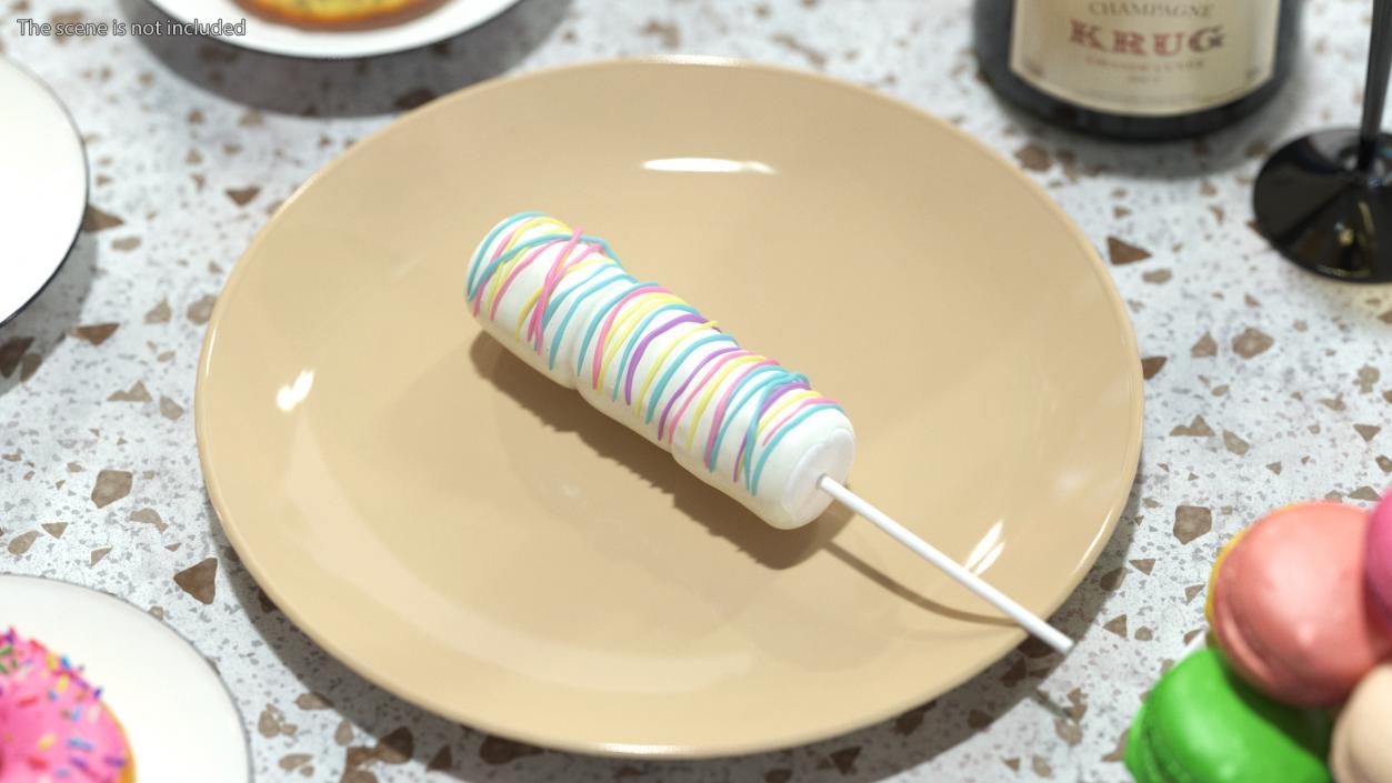 3D Marshmallow Skewer Pop White model