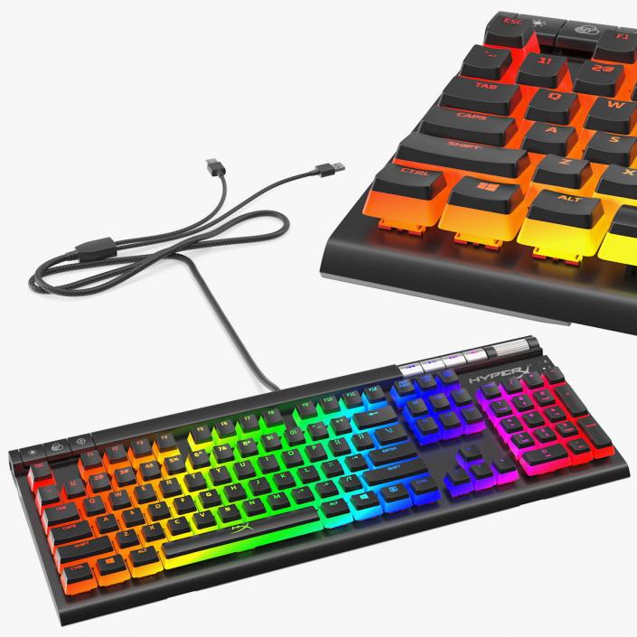 3D model HyperX Alloy Elite RGB Gaming Keyboard switched On