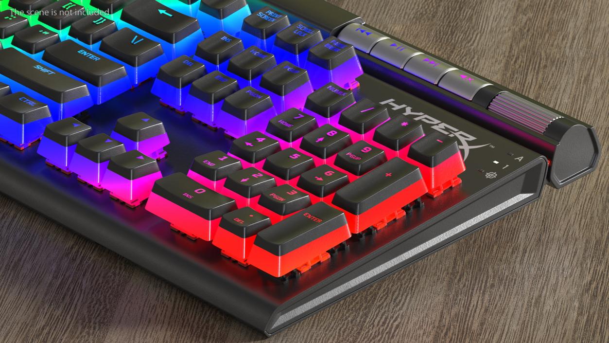 3D model HyperX Alloy Elite RGB Gaming Keyboard switched On