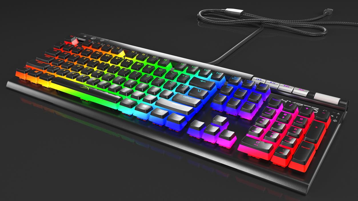 3D model HyperX Alloy Elite RGB Gaming Keyboard switched On