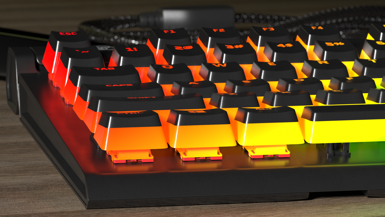 3D model HyperX Alloy Elite RGB Gaming Keyboard switched On