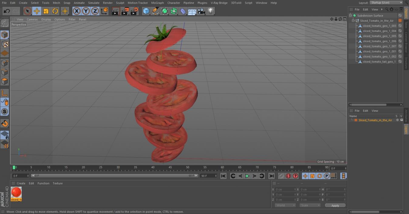 Sliced Tomato in the Air 3D model