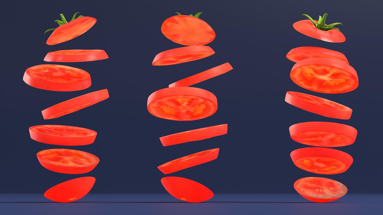 Sliced Tomato in the Air 3D model