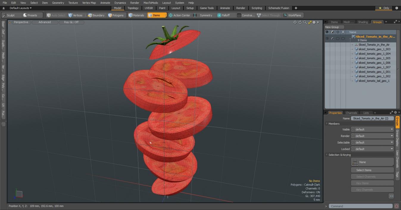 Sliced Tomato in the Air 3D model