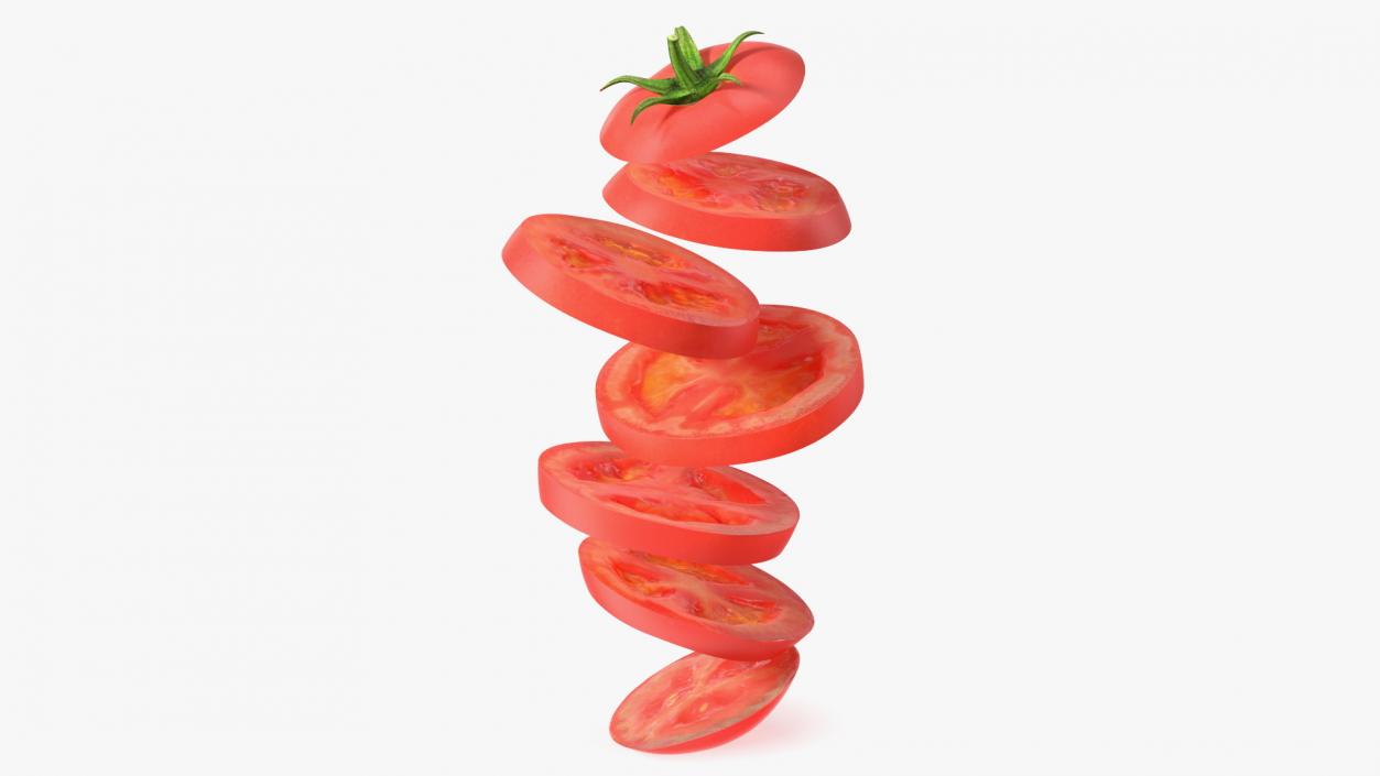 Sliced Tomato in the Air 3D model