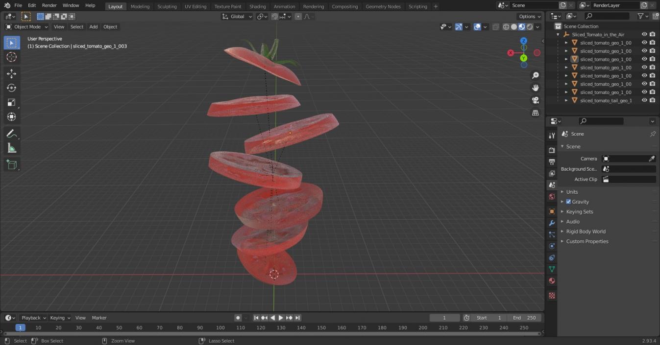 Sliced Tomato in the Air 3D model