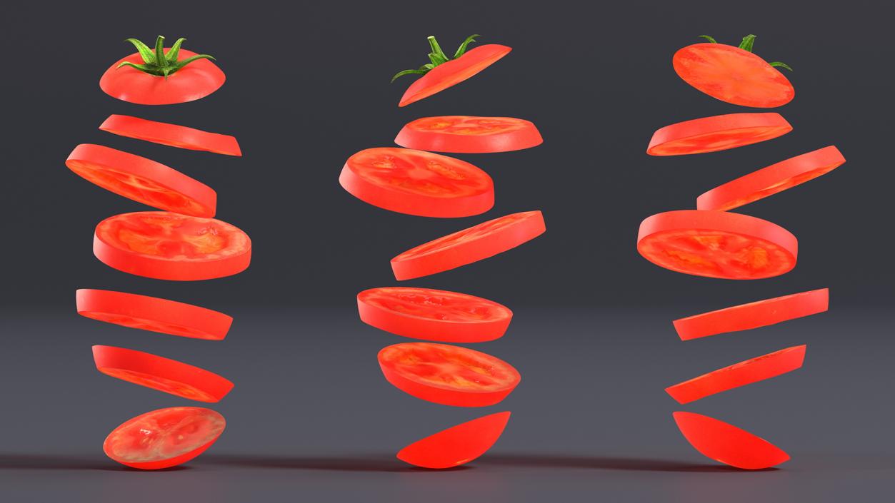 Sliced Tomato in the Air 3D model