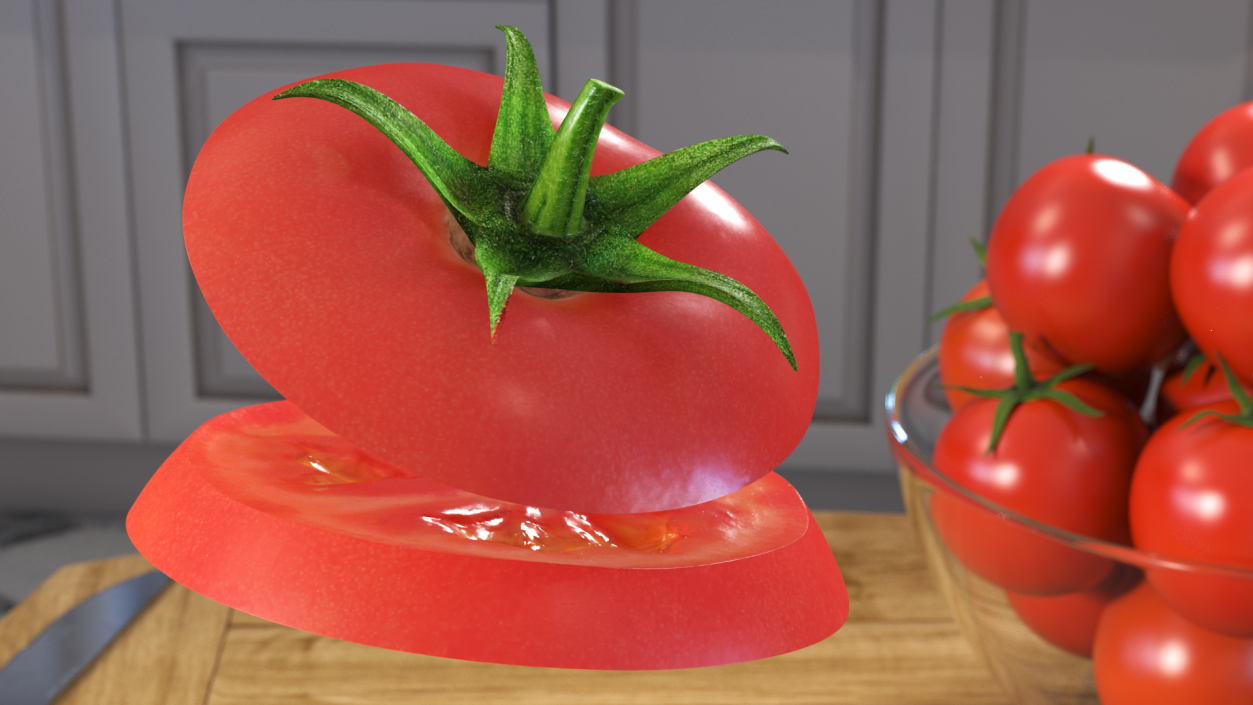 Sliced Tomato in the Air 3D model