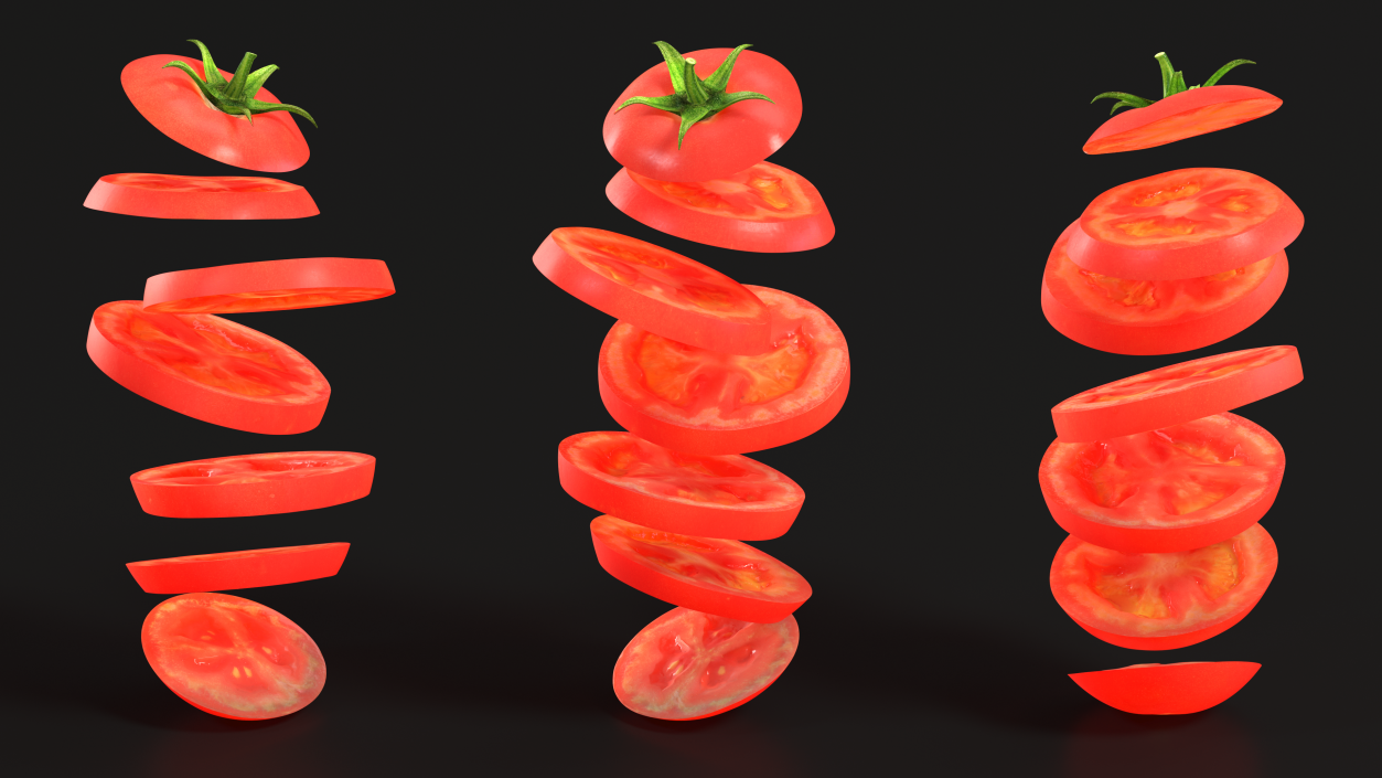 Sliced Tomato in the Air 3D model