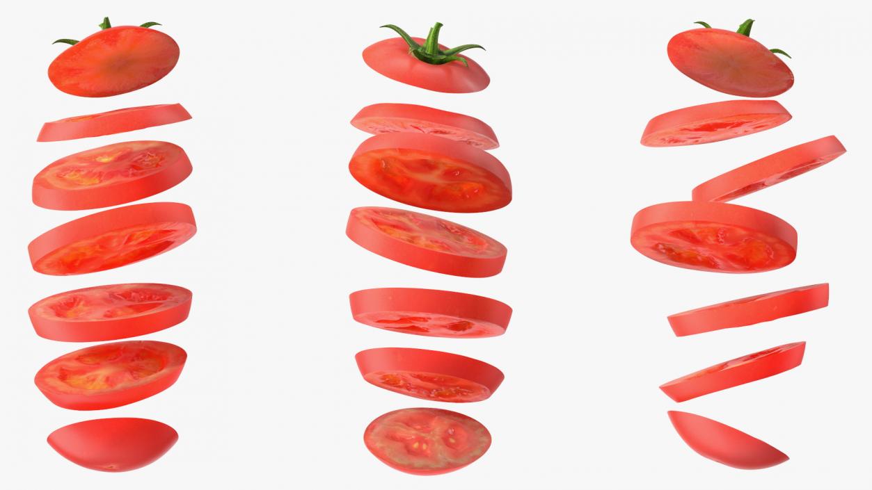 Sliced Tomato in the Air 3D model