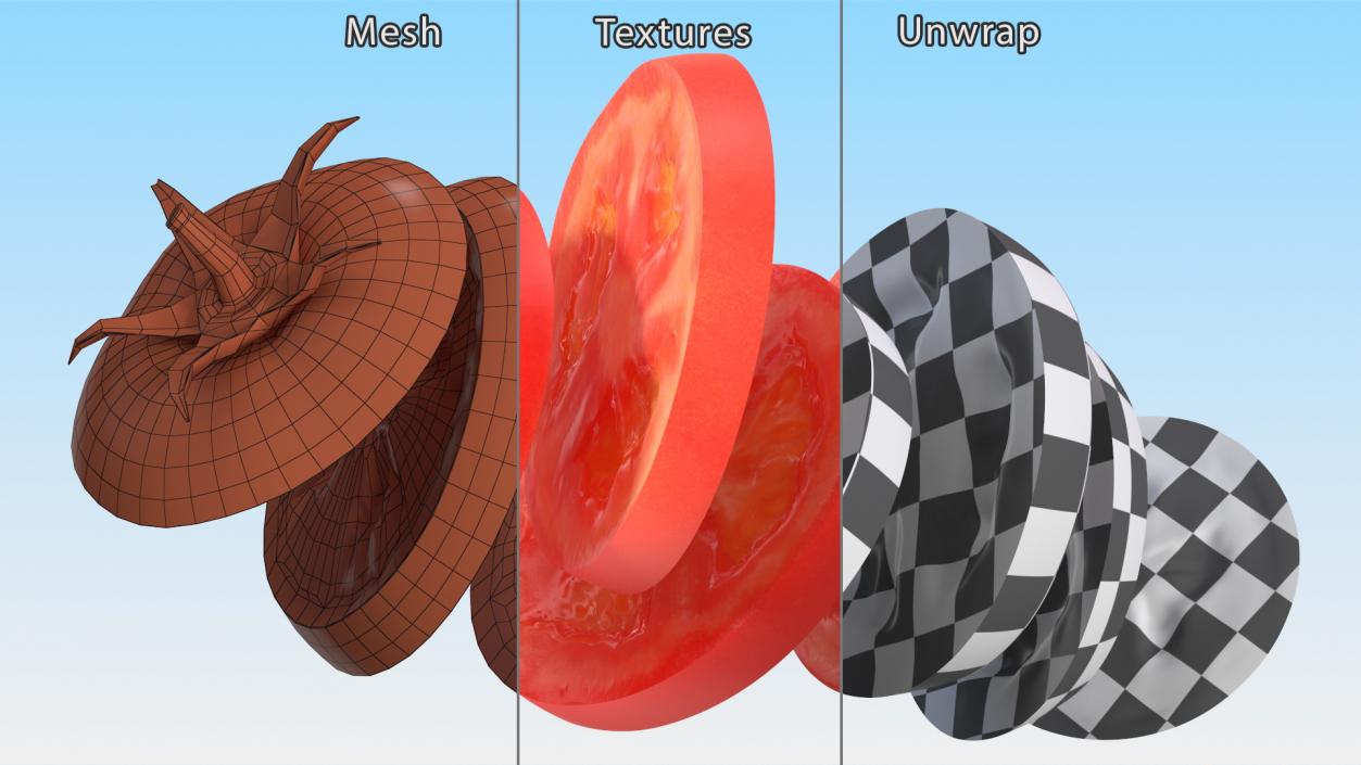 Sliced Tomato in the Air 3D model