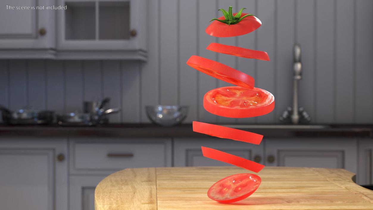 Sliced Tomato in the Air 3D model