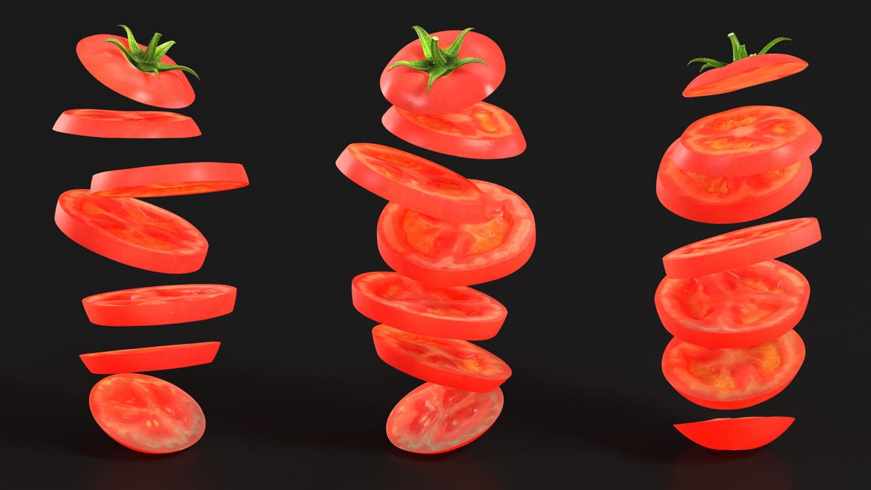 Sliced Tomato in the Air 3D model