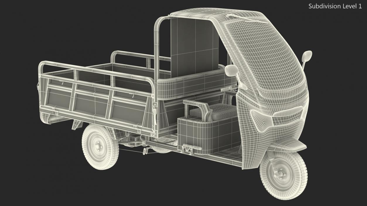 Electric Cargo Tricycle Rickshaw Rigged 3D model