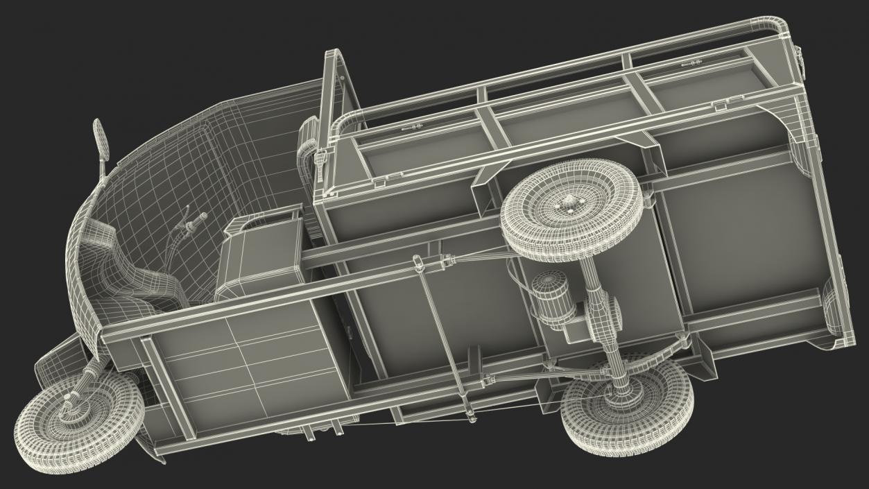 Electric Cargo Tricycle Rickshaw Rigged 3D model