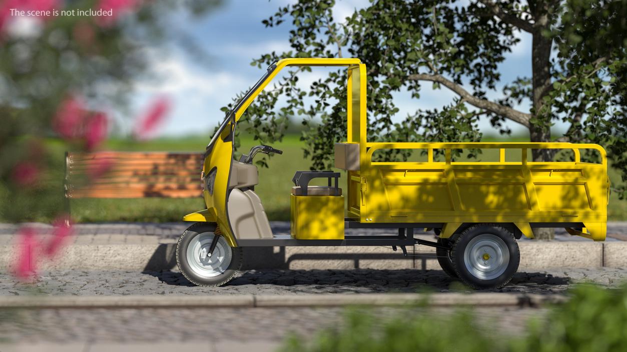 Electric Cargo Tricycle Rickshaw Rigged 3D model