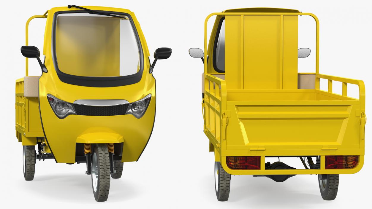 Electric Cargo Tricycle Rickshaw Rigged 3D model