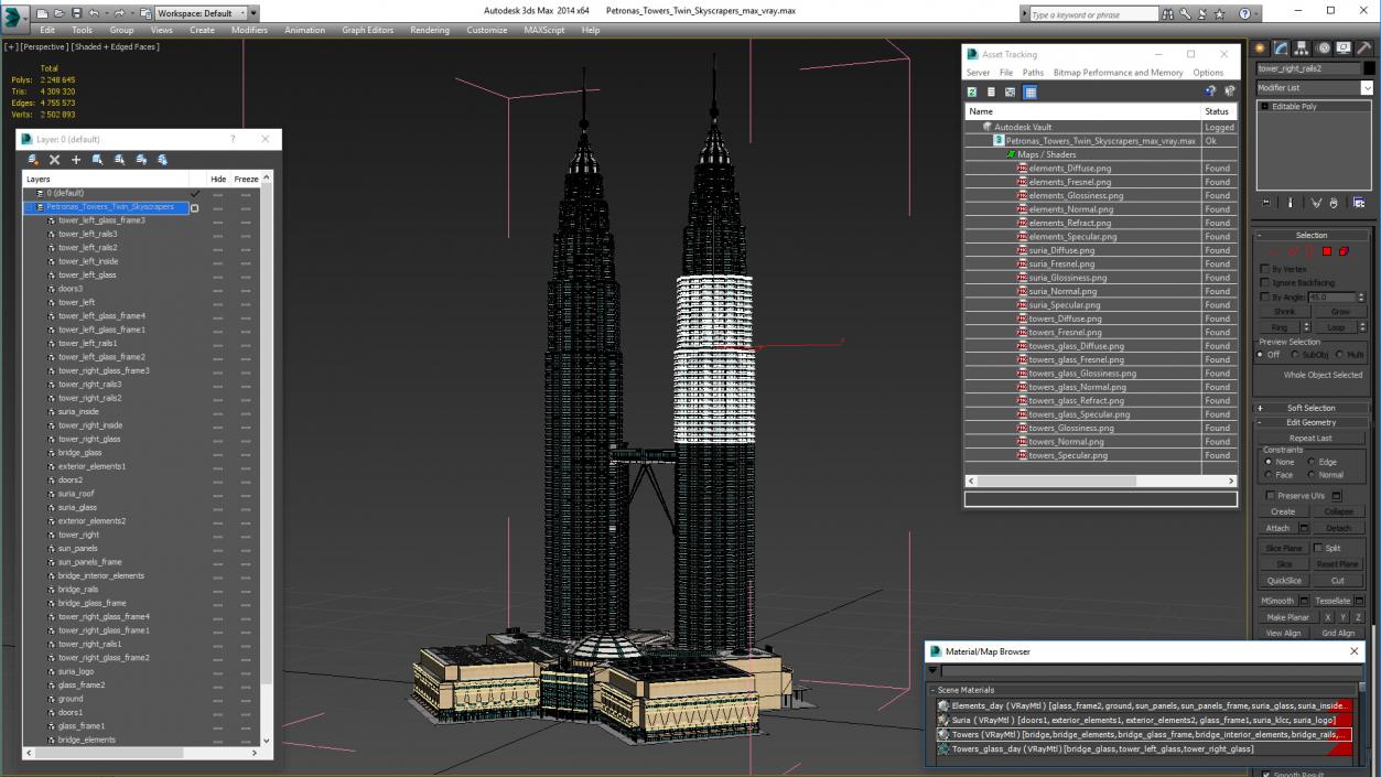 Petronas Towers Twin Skyscrapers 3D