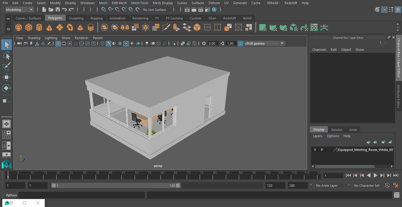 Equipped Meeting Room White 3D